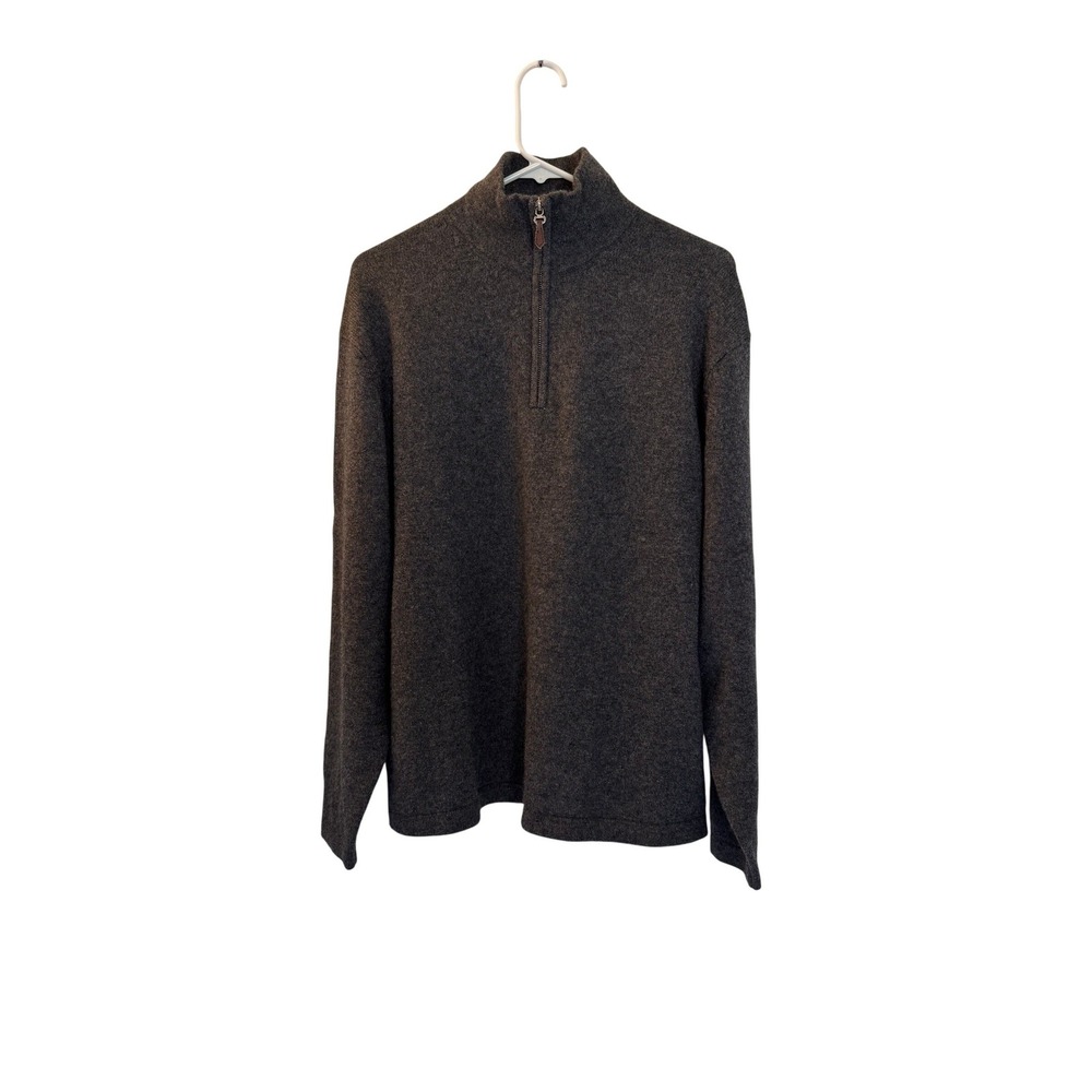 American Blue Pure Cashmere Quarter Zip Sweater Mens Medium Charcoal Gray Knit